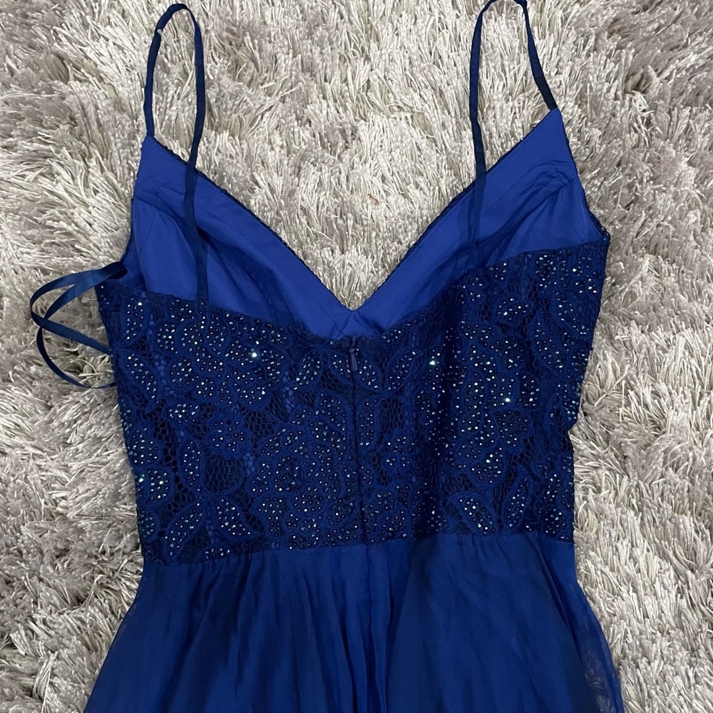 La Femme 28664 Blue Embroidered Bodice Gown 2 - Picture 9 of 10